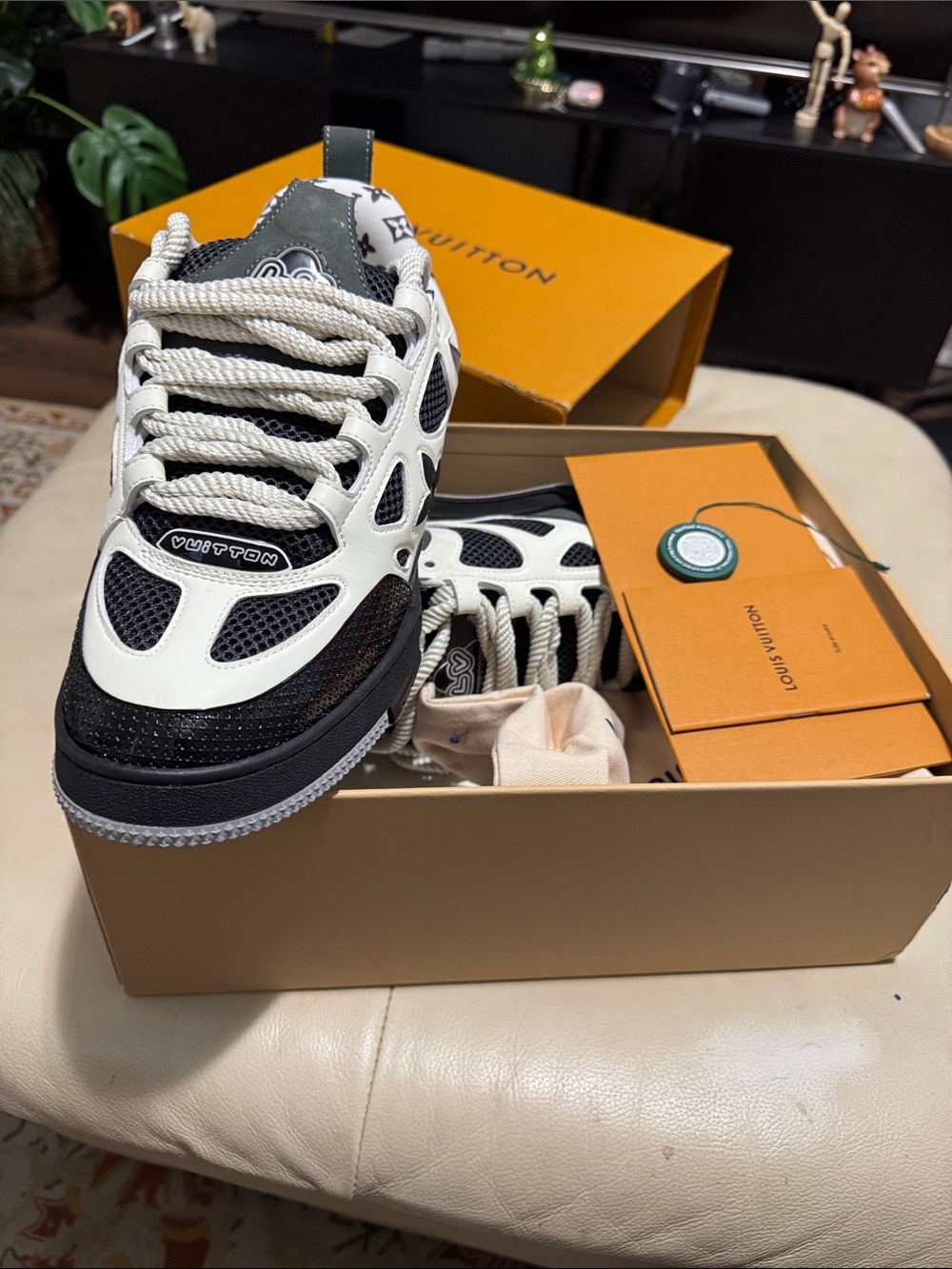 Louis Vuitton Black and White Chunky Lace-Up Sneakers